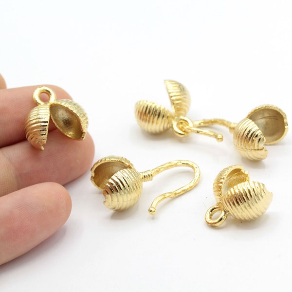 10 mm ( ball chain closure )24 k Shiny Gold Plated Connector, Crimp , Ball Chain Connector, Pendant Bails - GLD1515