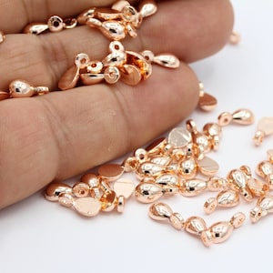 4,5 x 9,5 mm Rose Gold Plated Tropfen Charms, Mini Tropfen Anhänger, Tropfen Charms, Teardrop Perlen, Rose Gold Drop Beads, Armband Zubehör - RSG774