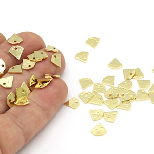 25 pcs 8mm 24 K Shiny Gold Plated Textured Drop Charms, Drop Pendants, Textured Diamond Charms, Diamond Pendants, Diamond Shape - GLD2037