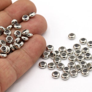 3x6mm Rhodium Plated Rubber Stopper, Rhodium Plated Connector, Rhodium Plated Connector, Jewelry Making, Stopper Beads - RDM907