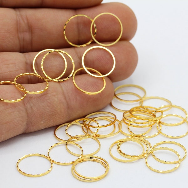 14 mm 24 k glanzende vergulde gesloten ring, connectoren, cirkelconnectoren, vergulde hoepels - GLD428