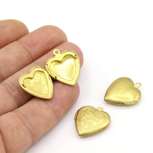 20x22mm Raw Brass Heart Locket Charms, Raw Brass Necklace Charms , Necklace Findings - RAW270