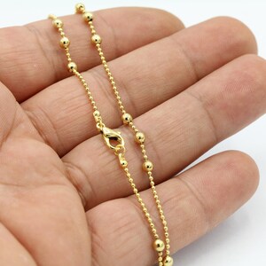 1mm 24 k Shiny Gold Plated Finished Chain, Finished Necklace, Gold Plated Ready-Made Necklace, Gold Plated Ball Chain - GLD672