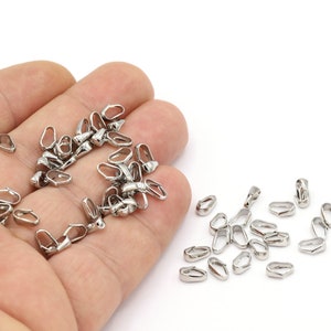 Rhodium Plated  Pendant Bail, Silver Color Chain Bail, Necklace Bail, Pendant Hanger, 7.5mm - RDM89