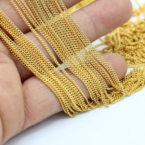 1,5x2mm 24 k Shiny Gold Plated Curb Chains , Soldered Chains , Necklace Chains - CHN93