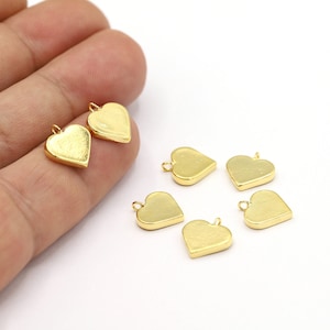 11,5x12,5mm 24 K Shiny Gold Plated Heart Charms, Heart Charms, Heart Pendants, Cambered Pendants, Necklace and Bracelet Findings - GLD2216