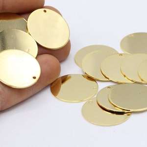 25mm 24 k Shiny Gold Plated Round Disc , Stamping Blank , Coins - GLD310