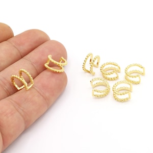 24 k Shiny Gold Plated  Earring Findings, Dainty Hoops ,micro Pave Hoop Earrings , Gold Plated Earring, cartilage earring,11 mm GLD1863