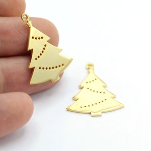 22x28mm 24 k Shiny gold plated  Pine tree  Charms  , Necklace Findings , Christmas tree necklace  - GLD1037 | Christmas Gifts