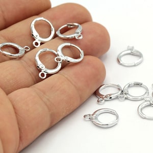 12.5x15.5mm Rhodium Plated Leverback Earring Findings, Plain Leverback Finding - RDM645