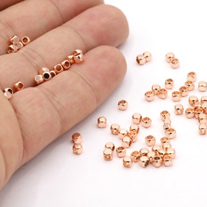 3mm Rose Gold Plated Spacer Cube Beads , Brass Spacer Beads, Pink Gold Color Brass Cube Beads, Rose Gold Plated Cube Beads, - RSG895