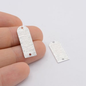 10x25 Rhodium plated  D Shape Charms ,  Textured Blanks ,  With 2 Hole  - RDM-592