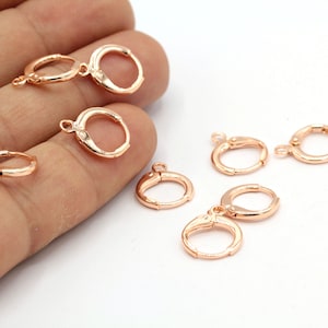 12.5x15.5mm Rose Gold Plated Leverback Earring Findings, Plain Leverback Finding - RSG882