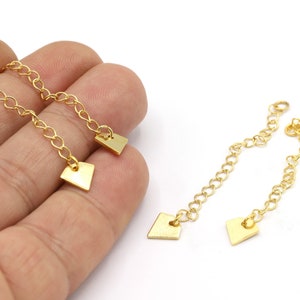 2,5” 24 K Shiny Gold Plated Extender Chains, Extension Chains,Extender Chain With Triangle,Extender Triangle,Necklace Apparatus  - GLD2135