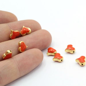 7x8mm 24 k Shiny Gold Plated  Heart Charms , Mini Heart Pendants , Necklace Findings - GLD1260-2