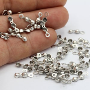 4x13mm Antique Silver Plated Crimp Beads , Ball Chain Connectors - TS379