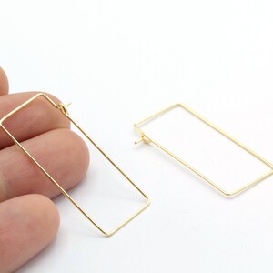 16X40mm Gold Plated Rectangle Earring , Rectangle Earrings , Ear Wire - GLD963