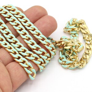 7.5x11mm 24 k Shiny Gold Plated Curb Chains , Enamel Chain Soldered Chains, Gold Plated Curb Chains, Knitting Chain, Necklace Chains,-CHN505
