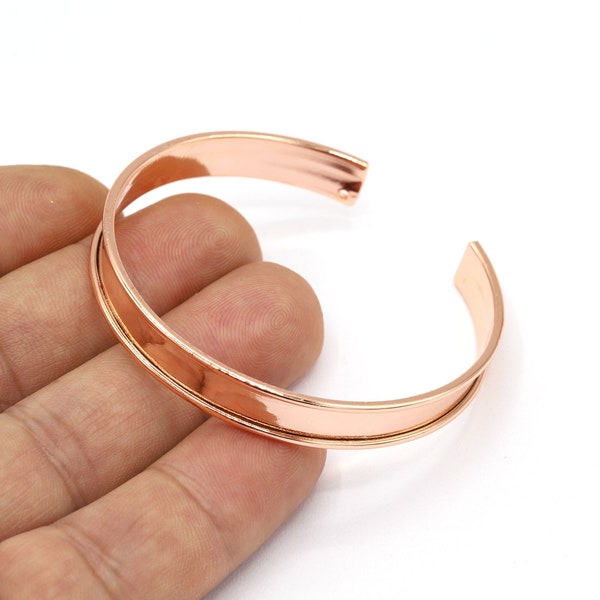 8x155mm Channel Size 12mm Rose Gold Plated Cuff Bangle , Bracelet Bangle , Cuff Channel Bracelet  - RSG441