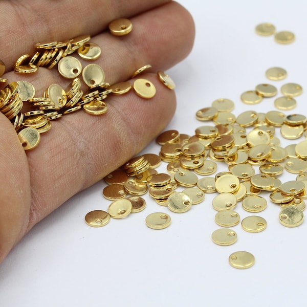 6mm 24 k Shiny Gold Plated Round Disc , Stamping Blank , Coins - GLD303