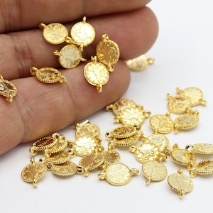 8mm 24 k Shiny Gold Plated Two Holes Ottoman Disc  - GLD58