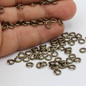 1,2x6mm Antique Bronze Plated Jump Rings , Connectors - TS443