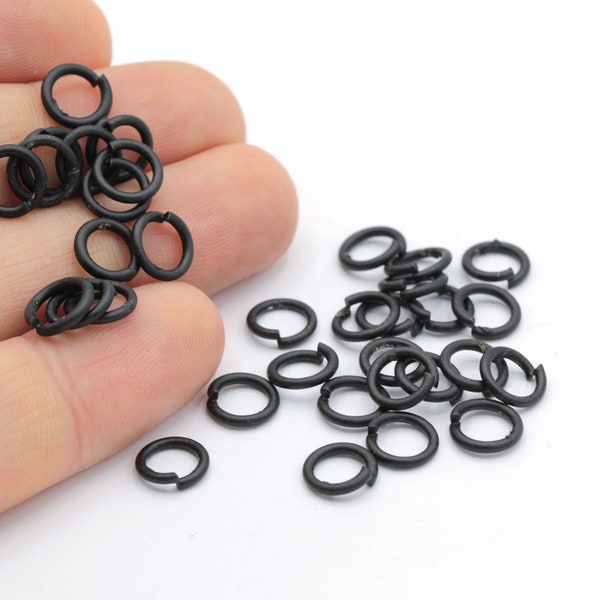 1,2x8mm Black Plated Jump Rings , Connectors - TS760