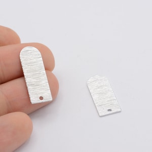 10x25 Rhodium plated  D Shape Charms ,  Textured Blanks ,  With 1 Hole  - RDM-593