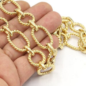 18x26mm 24 k Shiny Gold Plated Patterned Chain , Bulk Chains, Handmade Gold Plated Chains,  - CHN493