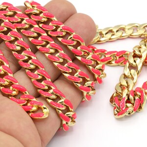 10x13mm 24 k Shiny Gold Plated Curb Chains , Enamel Chain Soldered Chains, Gold Plated Curb Chains, Knitting Chain, Necklace Chains,- CHN499