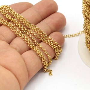 3mm 24 k Shiny Gold Plated Rolo Chains , Round Linked Chains , Ring Linked Chains - CHN380
