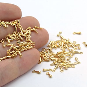 2,5x7mm 24 k Shiny Gold Plated Drop Charms Mini Drop Pendant,Drop Charms,Teardrop Beads,Shiny Gold Drop Beads, Gold Plated Findings - GLD716