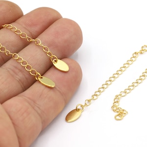 2,5” 24 K Shiny Gold Plated Extender Chains, Extension Chains, Extender Chain With Disc, Extender Disc, Necklace Apparatus  - GLD1626