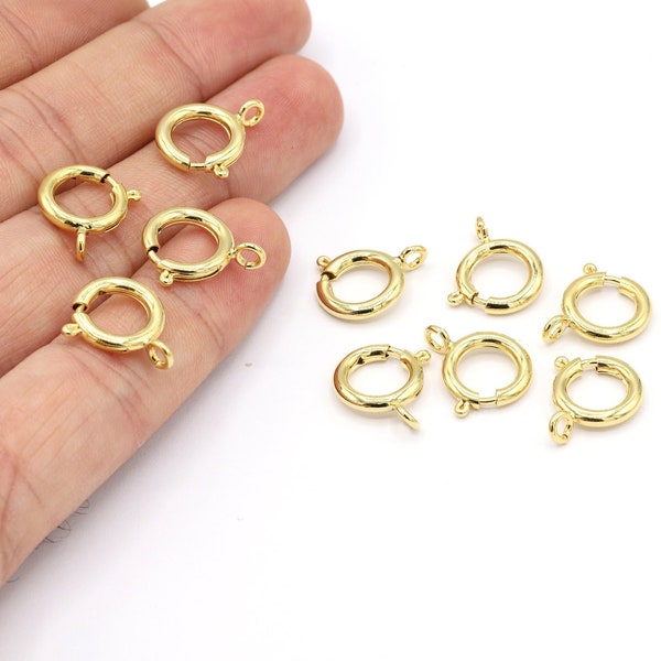 12mm 24 K Shiny gold Plated Round Spring Clasp , High Quality Claw Clasp - GLD1958