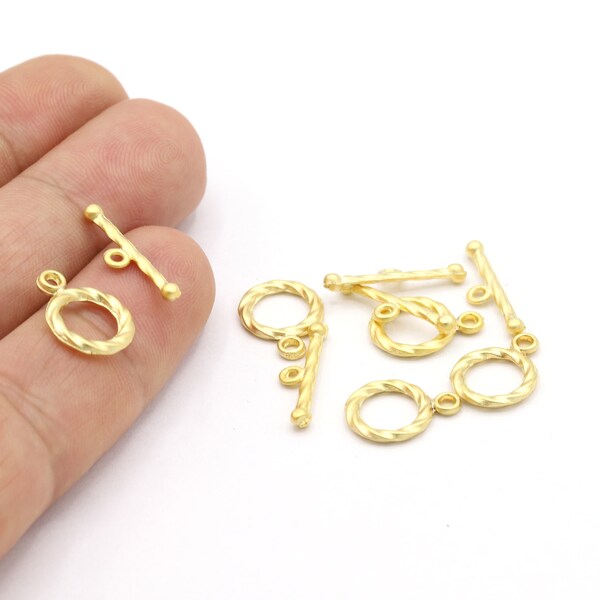 11x14mm 24 K Mat Gold Plated Toggle Clasp, Mat Gold Plated T Bar Lock, Mat Gold T Bar Chrams, T Bar, - GLD1795