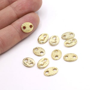 9x12mm 24 k Shiny Gold Plated Button Charms , Button Connectors, Gold Plated Chains Spacer, Ball Spacer- GLD346