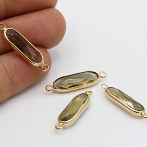 7,5x28mm Shiny Gold Plated Crystal Oval Connector, Gemstone Connector , Bracelet Connectors - TS274