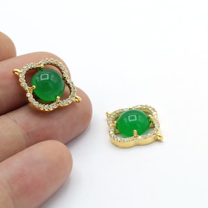 17x21mm 24 k Shiny Gold Plated  Clover Charms , Clover Bracelet Charms , Bracelet and Necklace Findings - GLD634