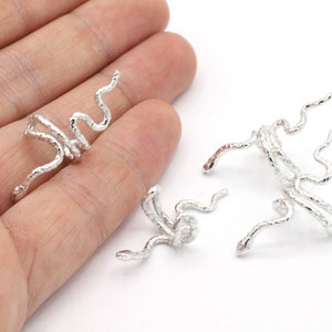 Rhodium Plated Plated  Snake Earring Findings, Dainty Hoops , Snake  Earrings, Rhodium Plated Earring, Cartilage Earring, 12x30 mm -RDM789