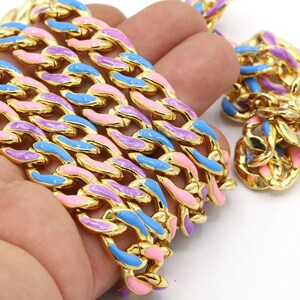 12x16mm 24 k Shiny Gold Plated Curb Chains , Enamel Chain Soldered Chains, Gold Plated Curb Chains, Knitting Chain, Necklace Chains,- CHN482