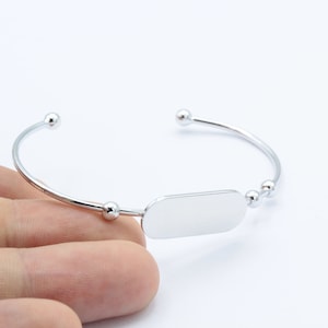 1,5x140mm Rhodium Plated Cuff Bracelet , Personalized Bangle Bracelet , Engraved Cuff Bracelet, Custom Name Bangle  - TS-743