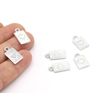 10x20mm Rhodium  Plated Heart Charms , Heart Pendants ,Rhodium Plated Necklace Findings  - RDM97