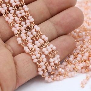 3,5mm Rose Gold Plated Wire Wrapped Rosary Chains , Crystal Chains , Foot Chains , Beads Chain , Necklace Findings - CHN259