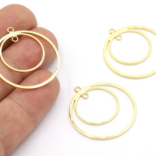 30mm 24 k Shiny Gold Plated Earring Hoop , Earring Findings, Hoop Earrings , Necklace Findings, Gold Plated Pendant, - GLD443