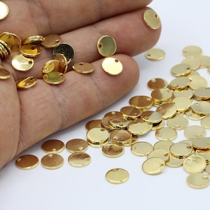 8 mm 24 k glänzend vergoldete runde Scheibe, Stanzrohling, Münzen - GLD304