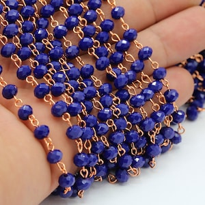 5,5mm Rose Gold Plated Wire Wrapped Rosary Chains , Crystal Chains , Foot Chains , Beads Chain , Necklace Findings - CHN209