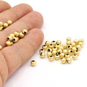 6mm 24 K Mat Gold Plated Spacer Beads , Mat Gold Ball Beads, Mat Gold Color Ball Beads, Intermediate Beads -GLD1829