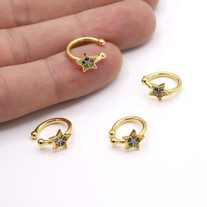 24 k Shiny Gold Plated  Earring Findings, Dainty Hoops ,micro Pave Hoop Earrings , Gold Plated Earring,cartilage earring,14x20 mm GLD1701