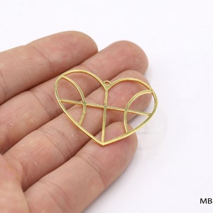 39x35mm 24 k Shiny Gold Plated Heart Charms , Heart Pendnats , Necklace Findings  - GLD1704