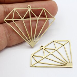 36x46mm Raw Brass Diamond Charms , Diamond Pendants , Necklace Findings - RAW276